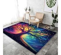 Alfombra Color Salon Pelo Corto 80 x 150 cm, Alfombra Lavables Antiincrustante Fantasía Pintura Al Óleo Árbol Gigante Estampado Alfombras para Salon Comedor Habitacion