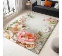 Alfombra Colorful para salón Dormitorio, Alfombra Delicadas Hermosas Flores Hojas Impresa Pelo Corto, Lavable Suave Alfombras Antibacteriana Antideslizante Alfombras Cocina 140 x 200 cm