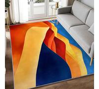Alfombra colorida con bloques de color, 100 x 160 cm, diseño abstracto de dunas de arena, de pelo corto, para salón, dormitorio, comedor, cocina, pasillo, habitación juvenil, suave y lavable