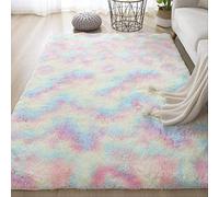 Alfombra colorida Shaggy Girl Room Alfombras de cabecera lindo color arco iris suave mullida felpa alfombra para dormitorio nórdico decoración del hogar 120x200cm style12