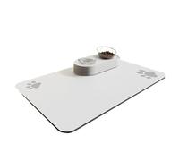 Alfombra Comedero Perro Tapete for alimentación de Perros Secado rápido y Absorbente, Antideslizante con diseño Huella Pata, Apto for comederos bebederos(Grey)