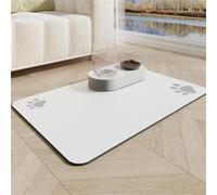 Alfombra Comedero Perros Gatos Alfombrilla SúPer Absorbente Antideslizante Mat Secado RáPido Tapete Comedero Perro Gato Simple Color Sólido Huellas de Patas FáCil De Limpiar (Blanco,60x90cm)