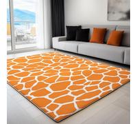 Alfombra con Abstracto Artístico Patrón De Jirafa Patrón Impreso, Naranja Alfombra de Salón Antideslizante Pelo Corto para Salón, Muy Suave, Lavables en Lavadora, 80 x 150 cm