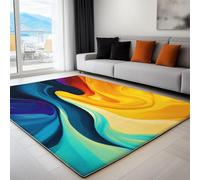 Alfombra con Abstracto Estilo Fluido Artístico Patrón Impreso, Amarillo Verde Alfombra de Salón Antideslizante Pelo Corto para Salón, Muy Suave, Lavables en Lavadora, 180 x 240 cm