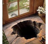 Alfombra con agujero 3D, alfombras que parecen un agujero, alfombras de ilusión óptica 3D de múltiples diseños, trampa óptica antideslizante, 3 drogas, agujero triple, para entrada interior y exterior