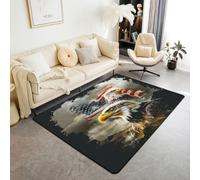 Alfombra con diseño de águila de 5 x 6 pies y 6 pulgadas, decoración de bandera estadounidense, alfombra decorativa para dormitorio, sala de juegos, mesita de noche, animales raptor 3D, para adultos y