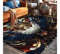 Alfombra con diseño de águila, diseño patriótico, alas artísticas, estrellas, independencia, azul marino, parte trasera antideslizante, para interiores, alfombras que no se desprenden, para sala de