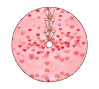 Alfombra con diseño de corazones rojos para árbol de Navidad, a cuadros, decoración de fiestas