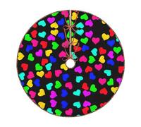 Alfombra con diseño de corazones y arcoíris para árbol de Navidad, a cuadros, decoración de fiesta