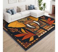 Alfombra con diseño de elefante para sala de estar, 160 x 230 cm, alfombra lavable tribal exótica, suave, antideslizante, para dormitorio, comedor y oficina