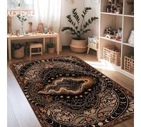 Alfombra con diseño de estrellas, diseño celestial de lunas bohemias, floral, ninguno negro, antideslizante, para el hogar, interiores, alfombras que no se desprenden, para sala de estar, dormitorio