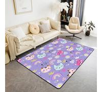 Alfombra con diseño de gato con dibujos animados y flores de arco iris, alfombras de entrada para decoración de habitación de niños y niñas, alfombras absorbentes antideslizantes de princesa kawaii, 6