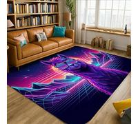 Alfombra con diseño de llama, lentes de sol futuristas retro, color violeta, para verano, antideslizante, resistente a la decoloración, para sala de estar, dormitorio, decoración de comedor, 5 x 7