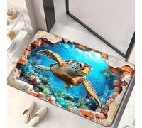 Alfombra con efecto 3D Vortex diseño de animales marinos fondo ilusión óptica con delfines tortugas marinas alfombra lavable y antideslizante para la entrada el salón y la decoración del hogar