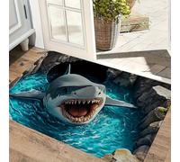 Alfombra con efecto 3D Vortex diseño de animales marinos fondo ilusión óptica con delfines tortugas marinas alfombra lavable y antideslizante para la entrada el salón y la decoración del hogar