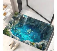 Alfombra con efecto 3D Vortex diseño de animales marinos fondo ilusión óptica con delfines tortugas marinas alfombra lavable y antideslizante para la entrada el salón y la decoración del hogar