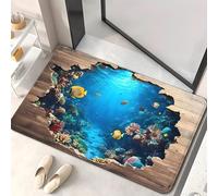 Alfombra con efecto 3D Vortex diseño de animales marinos fondo ilusión óptica con delfines tortugas marinas alfombra lavable y antideslizante para la entrada el salón y la decoración del hogar