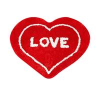 Alfombra con forma de corazón para el día de San Valentín, decoración de baño, alfombra de baño roja, lavable, en forma de corazón, alfombra de bienvenida 063440