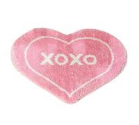 Alfombra con forma de corazón para el día de San Valentín, decoración de baño, alfombra de baño roja, lavable, en forma de corazón, alfombra de bienvenida 063440