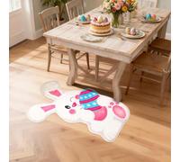 Alfombra con forma de huevo de Pascua con diseño de conejo de Pascua, antideslizante, lavable, con parte trasera de goma antideslizante, se puede utilizar como alfombrilla de bienvenida (multicolor_A)