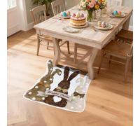 Alfombra con forma de huevo de Pascua con diseño de conejo de Pascua, antideslizante, lavable, con parte trasera de goma antideslizante, se puede utilizar como alfombrilla de bienvenida (multicolor_A)