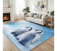 Alfombra con fotografía de animales, lavable, bonita alfombra de pingüino, 160 x 230 cm, suave, antideslizante, lavable, fácil de limpiar, para salón, dormitorio, cocina