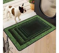 Alfombra con Ilusión Óptica 3D, Felpudo con Ilusión Óptica, Antideslizante y Resistente A La Suciedad, con Gran Absorción de Agua, para Salón, Dormitorio y Entrada(Green,Medium)