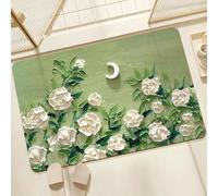 Alfombra con Ilusión Óptica, Alfombrilla de Baño Antideslizante, Absorbente y De Secado Rápido, Fácil de Mantener, Apta para Dormitorio, Sala de Estar y Cocina(Green,Medium)