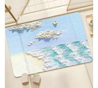 Alfombra con Ilusión Óptica, Alfombrilla de Baño Antideslizante, Absorbente y De Secado Rápido, Fácil de Mantener, Apta para Dormitorio, Sala de Estar y Cocina(Blue,Medium)