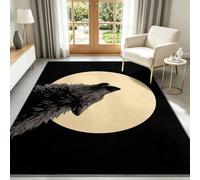 Alfombra con logotipo minimalista, lavable, luna llena, silueta de lobo 60 x 90 cm, suave, antideslizante, lavable, fácil cuidado, para salón, dormitorio, cocina