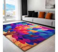 Alfombra con Minimalismo Árbol De La Vida Arcoíris Elegancia Patrón Impreso, Azul Claro Alfombra de Salón Antideslizante Pelo Corto para Salón, Muy Suave, Lavables en Lavadora, 120 x 170 cm