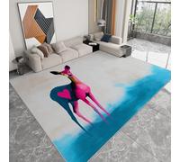 Alfombra con Minimalismo Dibujado A Mano Animales Ciervo Patrón Impreso, Gris Claro Alfombra de Pelo Corto Antideslizante para Salón 140 x 200 cm - Muy Suave y Lavables en Lavadora