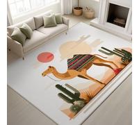 Alfombra con patrón estampado minimalista geométrica y cierre de , diseño bohemio, animales del desierto, cómodos, dunas del desierto, silueta de camello, alfombras para decoración, dormitorio, salón