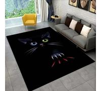 Alfombra con Temática Animal,Lindo Patrón de Gato Gatito en 3D Para Dormitorios Salones Sofás Felpudos Decoración del Hogar Salas de Juegos Infantiles Alfombras Antideslizantes (Black,60x90 cm)