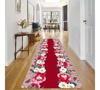 Alfombra Corredora Pasillo Angosta Rojo Rosa Suaves Alfombras Toque Zona Forro de Caucho Corredoras para Puerta Sala Conferencias Salón Mato Piso(120 * 350cm)