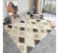 Alfombra Crema Decorativa de Pelo Corto 160 x 230 cm, Minimalismo Geométrico Arte Moderno Alfombra Antideslizante para Dormitorio - Resistente a Las Manchas