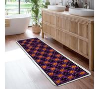 Alfombra cuadrada de calabazas para Halloween, color violeta, de pelo bajo, suave, rectangular, resistente a las manchas, para cocina, entrada, mesita de noche, lavandería, decoración de 2 x 6 pies