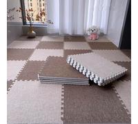 Alfombra cuadrada de espuma para gatear - 30 piezas de 12 x 12 x 0.4 pulgadas, azulejos gruesos entrelazados con parte superior de algodón y lino (morado claro + gris claro)