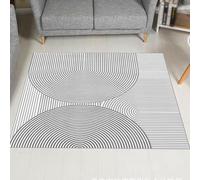 Alfombra cuadrada, diseño geométrico moderno, decoración del hogar, color gris, 150 x 150 cm, Rugs for Living Room Bedroom Kitchen Floor, Easy to Vacuum, Washes in Washing Machine