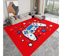 Alfombra Cuarto del Bebé Controlador de juego de dibujos animados estrellas 80 x 150cm Alfombras, Habitacion Antideslizante Moderna Carpete Sala Comedor Pie Cama Pelo Corto Pasillo Carpet - Rojo