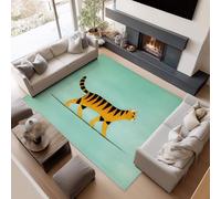 Alfombra Cuarto del Bebé Pintura al óleo vintage Gato con rayas negras 160x230cm Alfombras, Habitacion Antideslizante Lavable Lavadora Moderna Carpete Dormitorio Pie Cama Carpet - Verde azulado claro