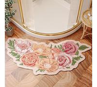 Alfombra Curva, Alfombra con Ilusión Óptica 3D, Elegante y Duradera, Gran Capacidad de Absorción de Agua, Apta para El Baño(Pink,Large)