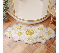 Alfombra Curva, Alfombra con Ilusión Óptica 3D, Elegante y Duradera, Gran Capacidad de Absorción de Agua, Apta para El Baño(Yellow,Large)