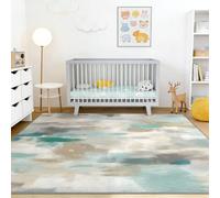 Alfombra de 140 x 200 cm con estampado de textiles, color pastel abstracto | Minimalista moderno ambiente acogedor, cálido para sala de estar, antideslizante, fácil mantenimiento