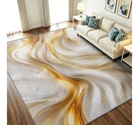 Alfombra de 80 x 150 cm, moderna, abstracta, suave, antideslizante, lavable, de pelo bajo, para dormitorio, decoración de oficina, alfombra de mármol con ondas de arena movediza, color plateado