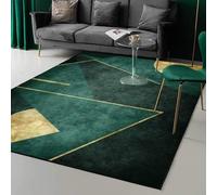 Alfombra de 90 x 200 cm para Interiores, Antideslizante, Lavable, Ideal para Dormitorio, Sala de Estar, baño, hogar y Oficina. Suave y práctica, con diseño geométrico Moderno en Verde y amar