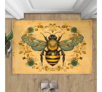 Alfombra de abejas, alfombras de área de abejas para sala de estar, alfombra con patrones dorados, antideslizante, lavable, alfombra de pelo corto, decoración del hogar, 70 x 140 cm