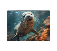 Alfombra de agua Seal Pup de 80 x 58 pulgadas, cómoda, suave, resistente al desgaste, antideslizante, adecuada para dormitorios, salas de estar y otras escenas.