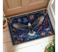 Alfombra de águila, bandera patriótica festiva de fuegos artificiales, Día de la Independencia, felpudo rectangular, antideslizante, no se desprende, para baño, entrada, cocina, mesita de noche