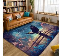 Alfombra de águila, diseño patriótico de fuegos artificiales con bandera de Estados Unidos, día de la independencia, color azul, de pelo bajo, esponja, para interiores, alfombras que no se desprenden